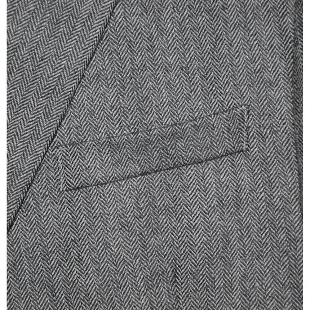 Andrew Fezza Men's Charcoal Gray Wool Herringbone Jacket Blazer Size 48L MINT